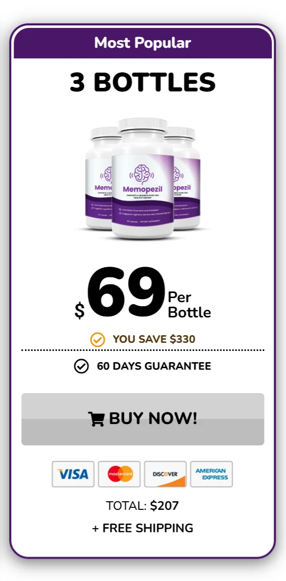 Memopezil™ 3 bottles pricing